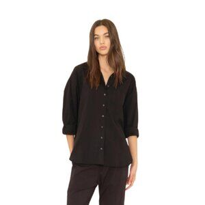 Xirena Womens Small Sydney Button Patch Pocket Button Down Shirt Black